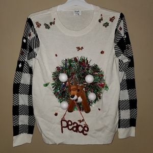 Hand sewn Ugly Reindeer Christmas sweater